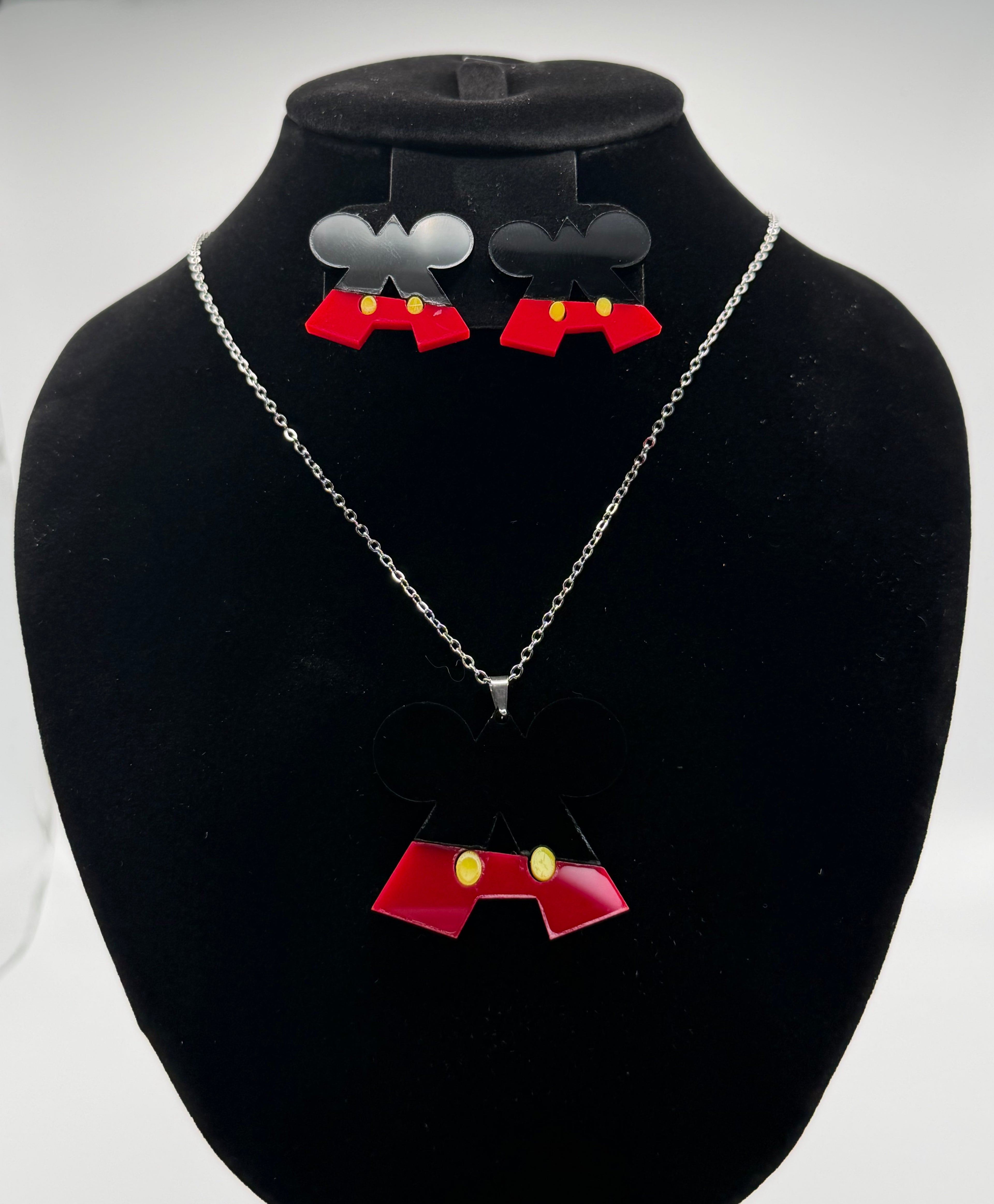 Custom Magic Monogram Initial Necklace & Stud Earrings Set