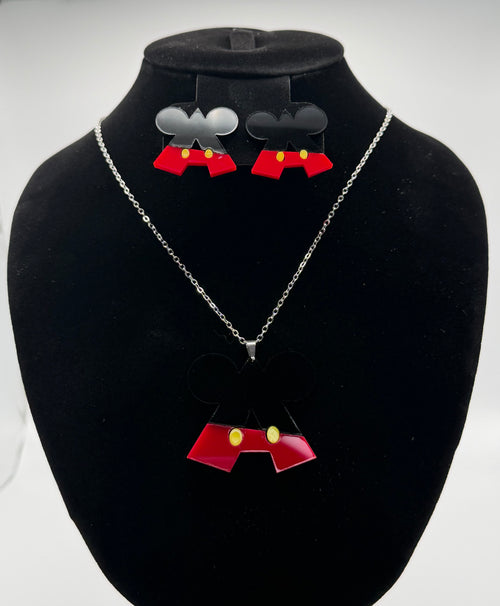 Custom Magic Monogram Initial Necklace & Stud Earrings Set