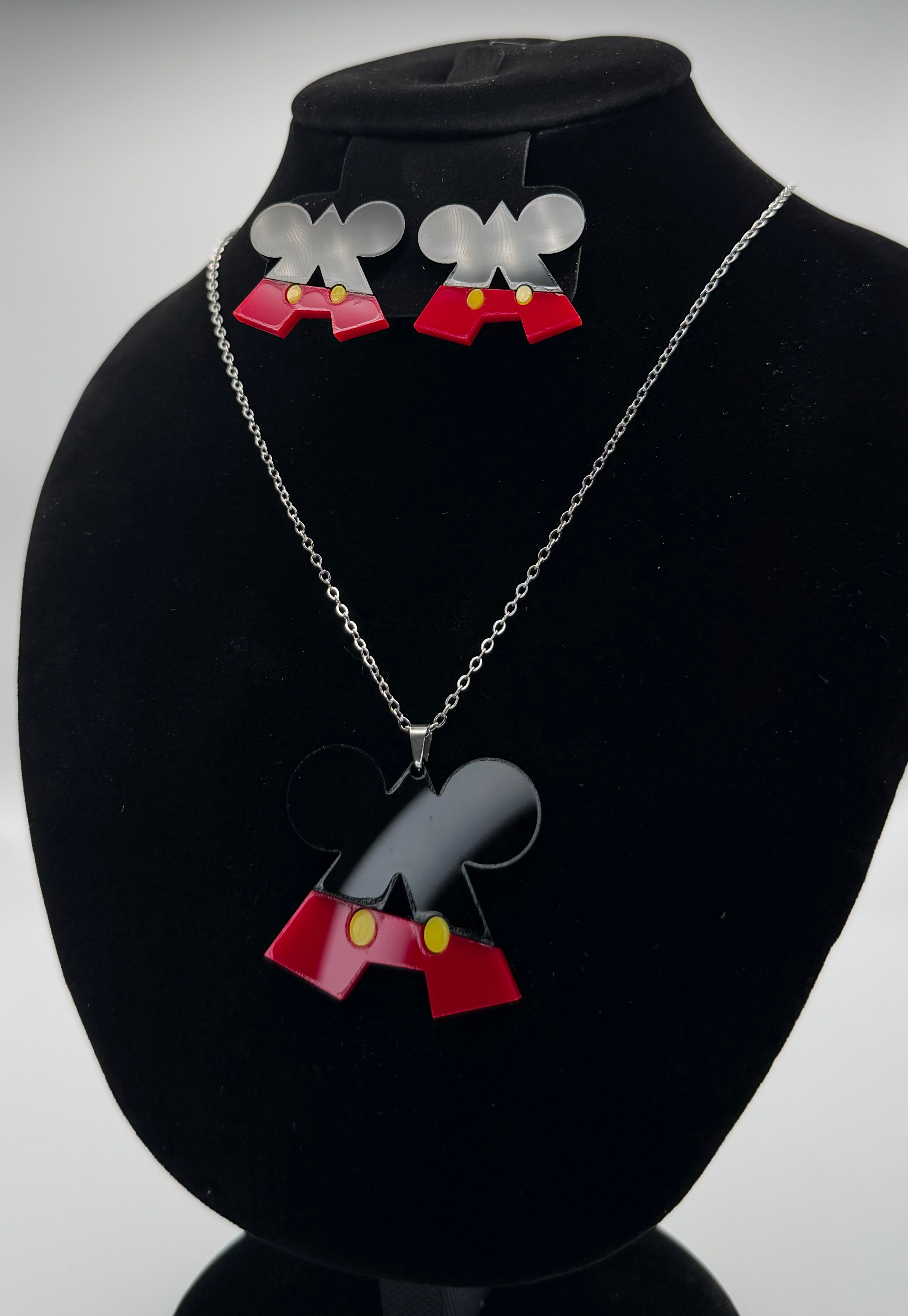 Custom Magic Monogram Initial Necklace & Stud Earrings Set