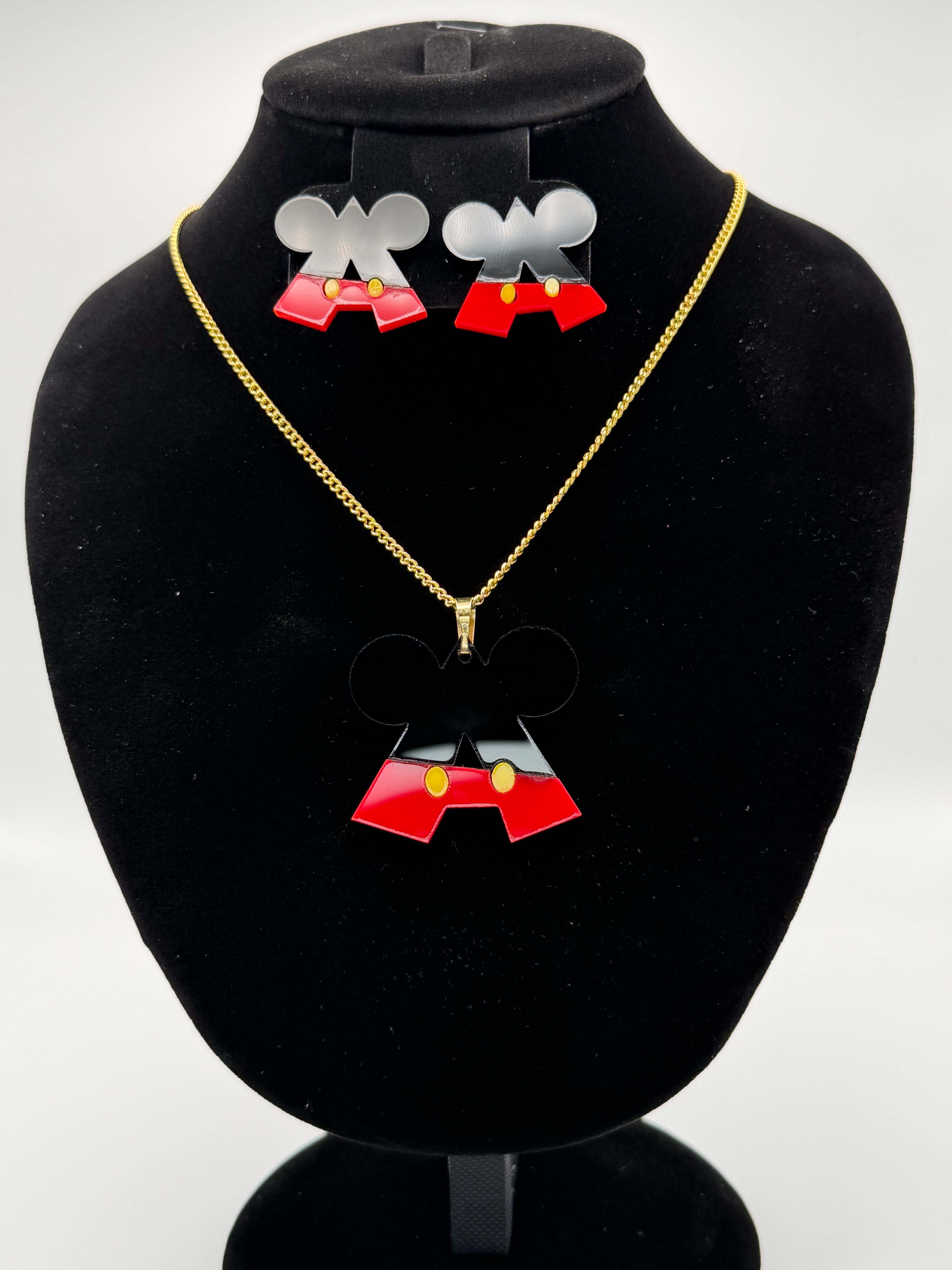 Custom Magic Monogram Initial Necklace & Stud Earrings Set