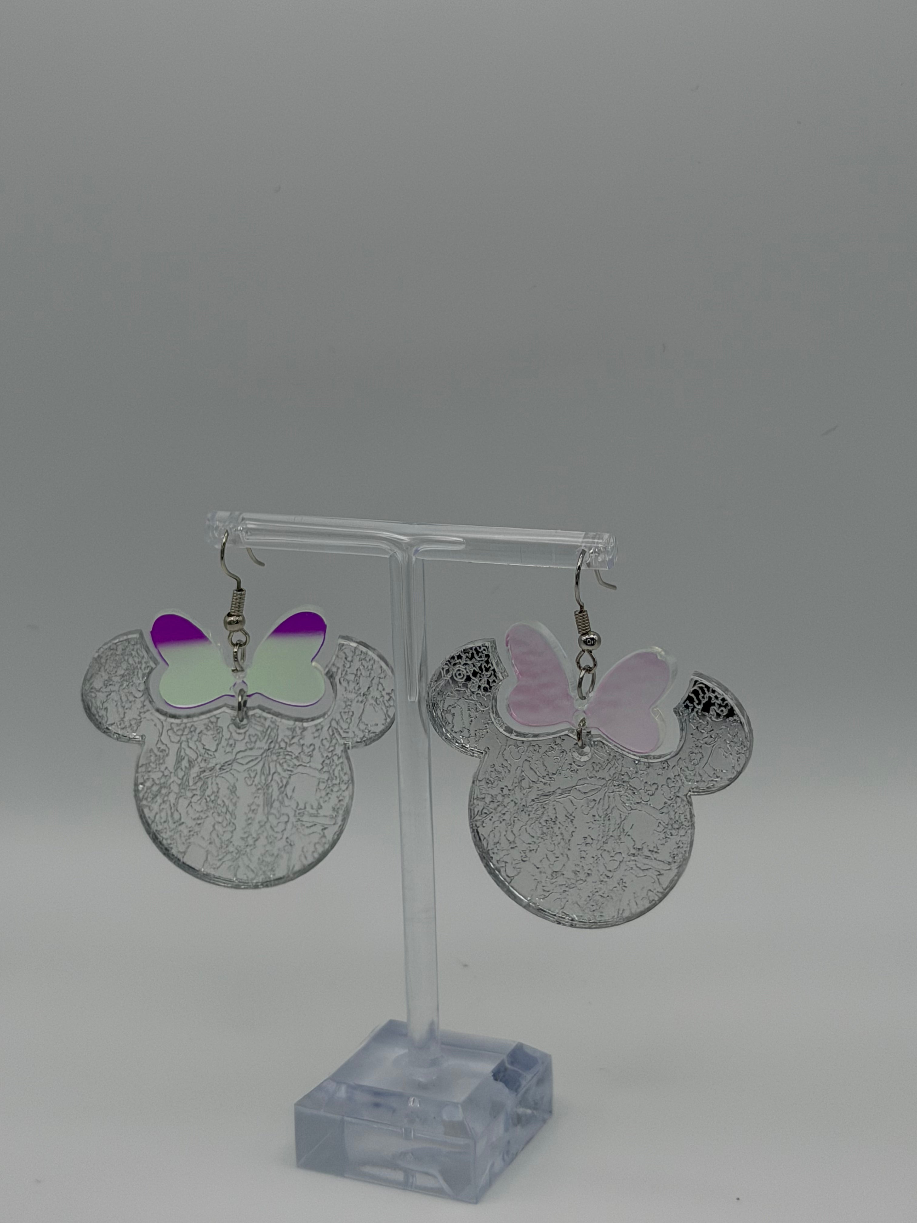 Magic Silhouette Silver Mirror Two-Piece Articulated Dangle Earrings