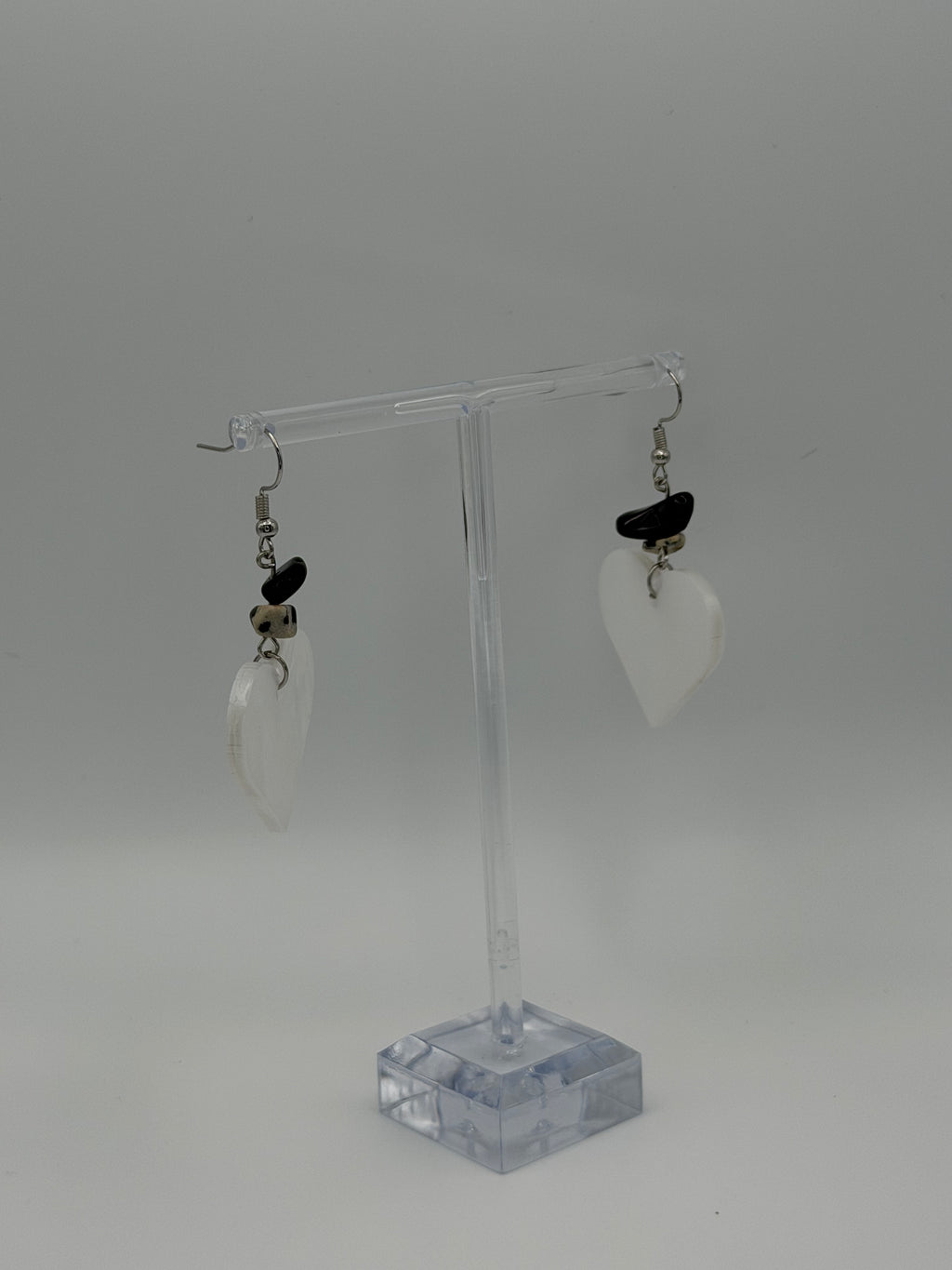Stone Heart Articulated Dangle Earrings
