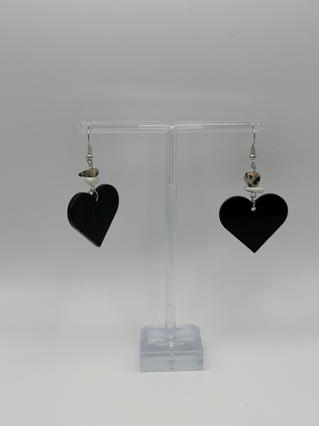 Stone Heart Articulated Dangle Earrings