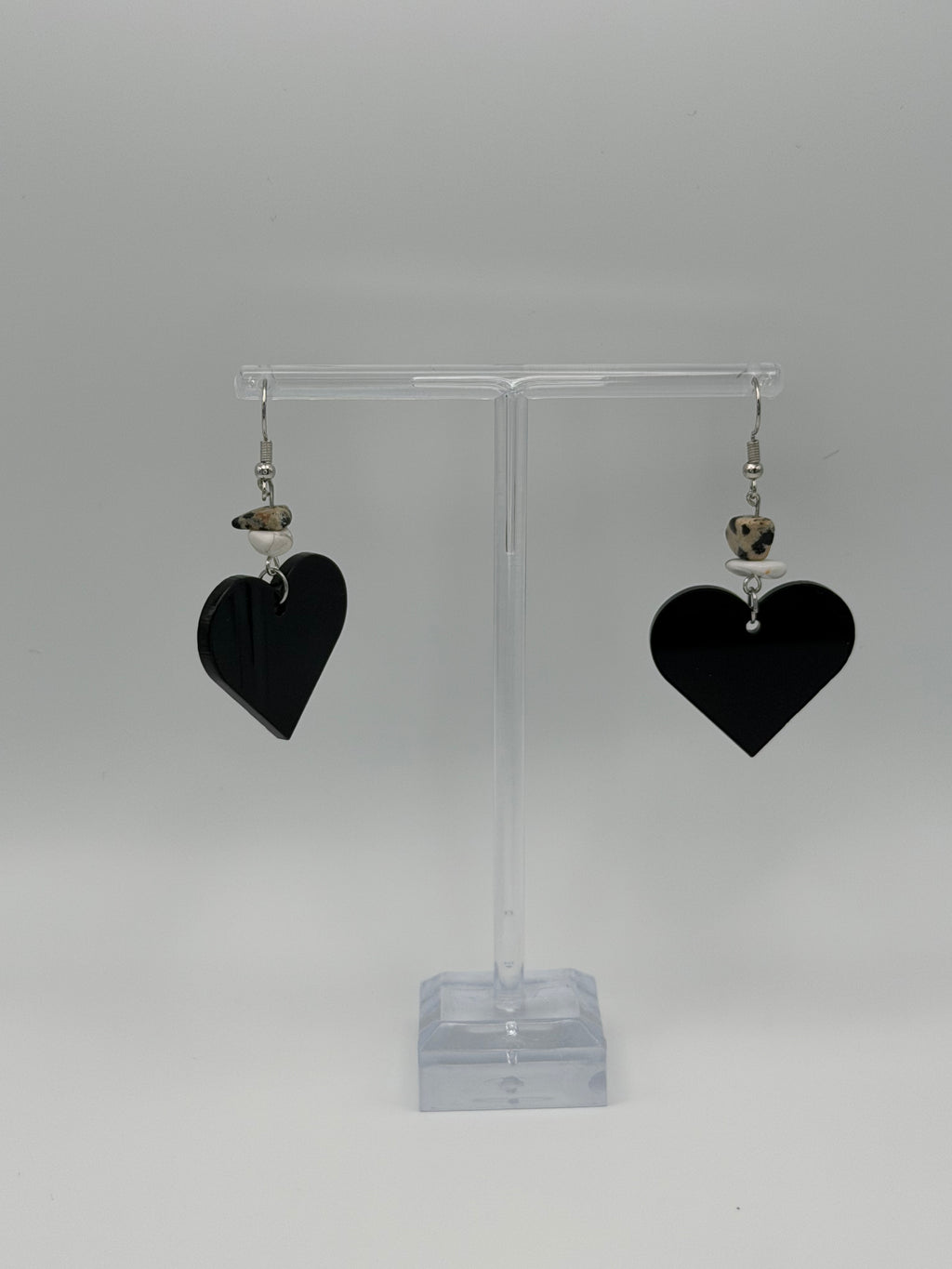 Stone Heart Articulated Dangle Earrings