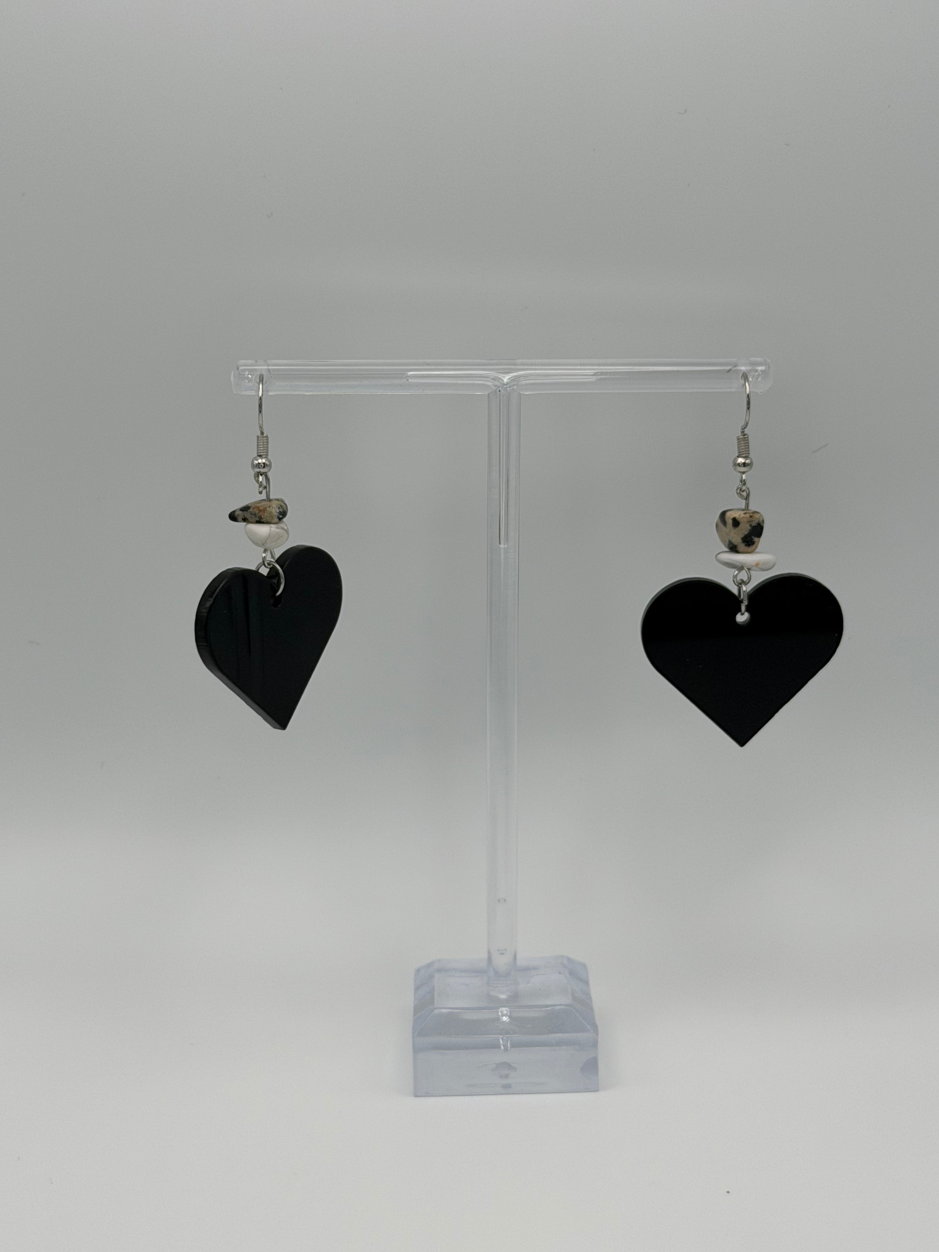 Stone Heart Articulated Dangle Earrings