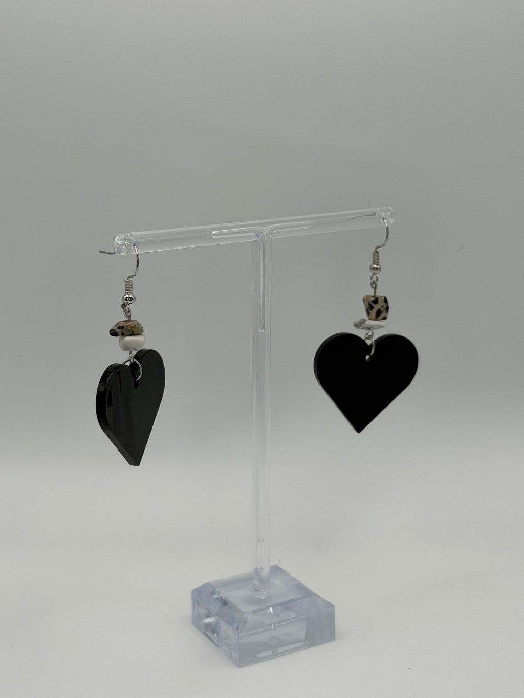 Stone Heart Articulated Dangle Earrings