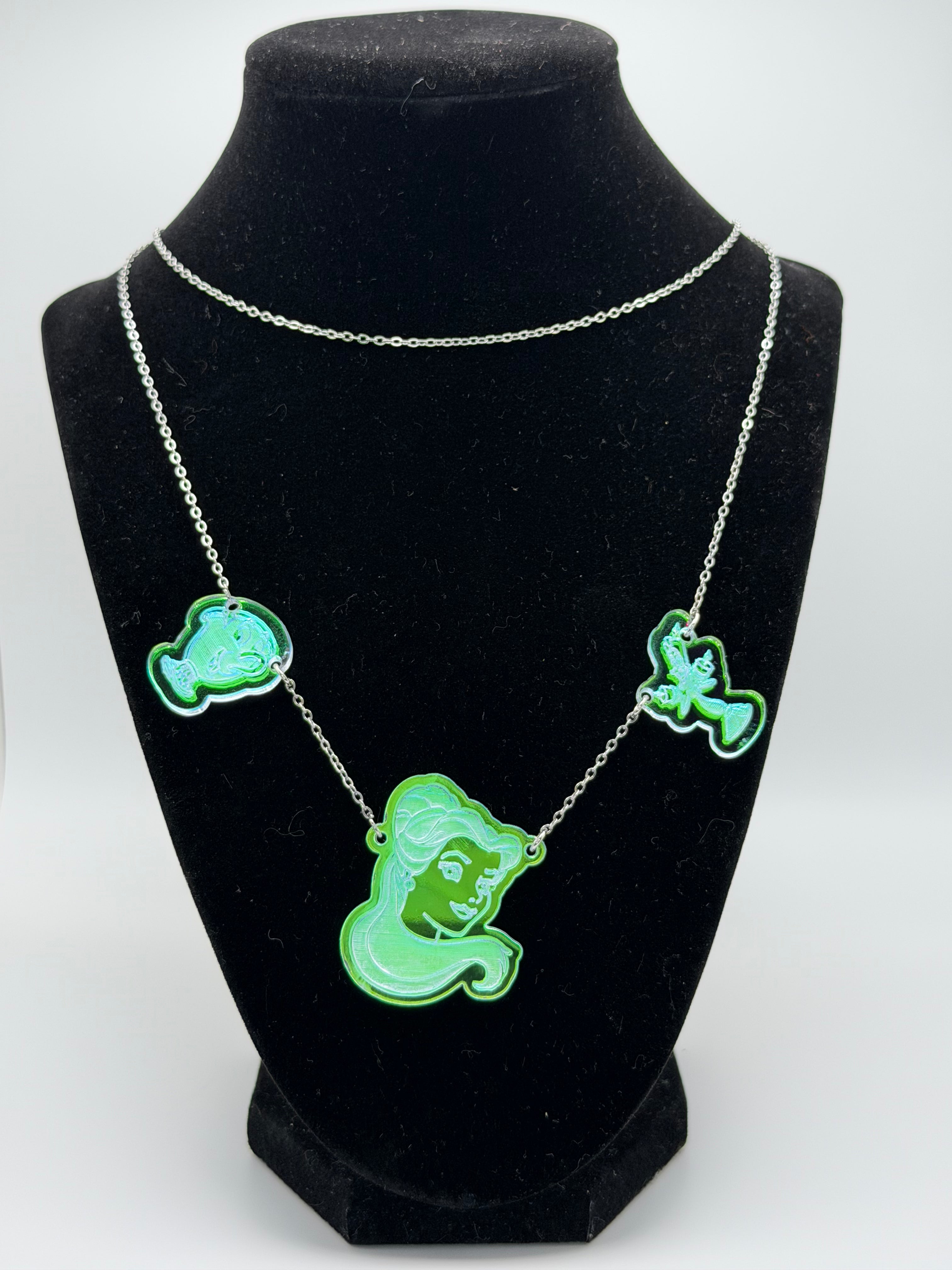 Exclusive Iridescent Crystal Princess Double Chain Pendant Necklace