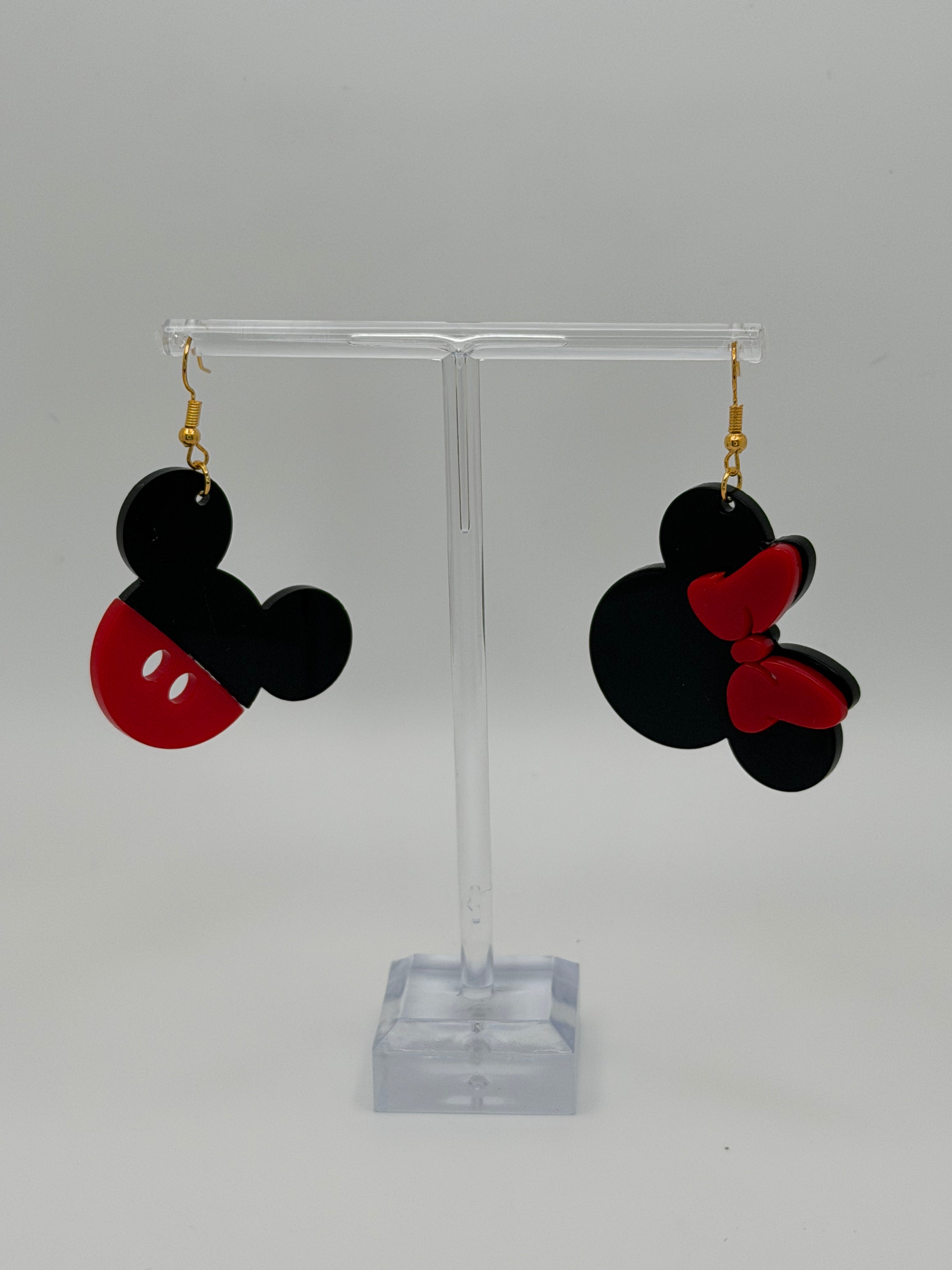 Duo Silhouette Statement Earrings — Black & Red Artisan Edition