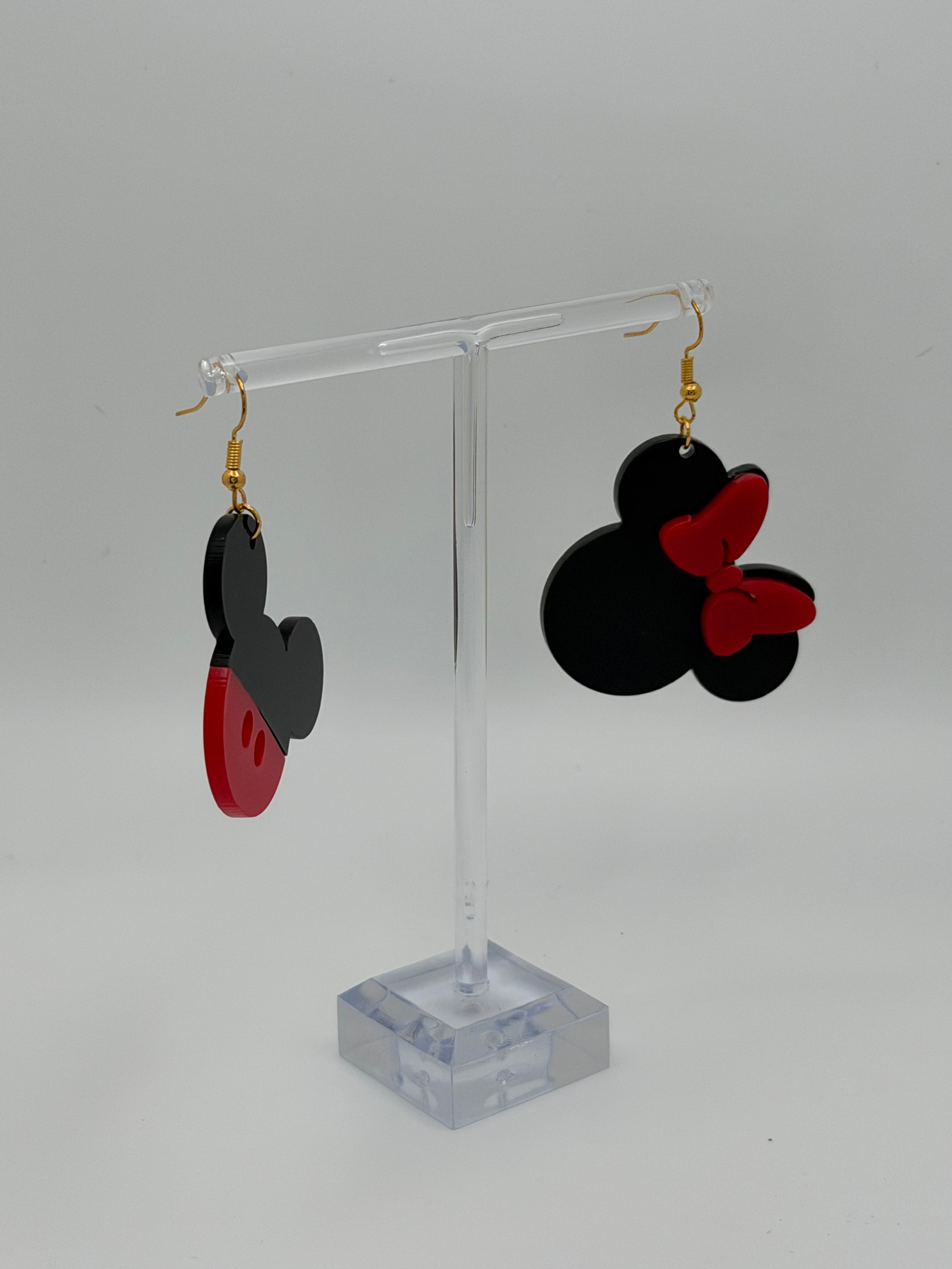Duo Silhouette Statement Earrings — Black & Red Artisan Edition