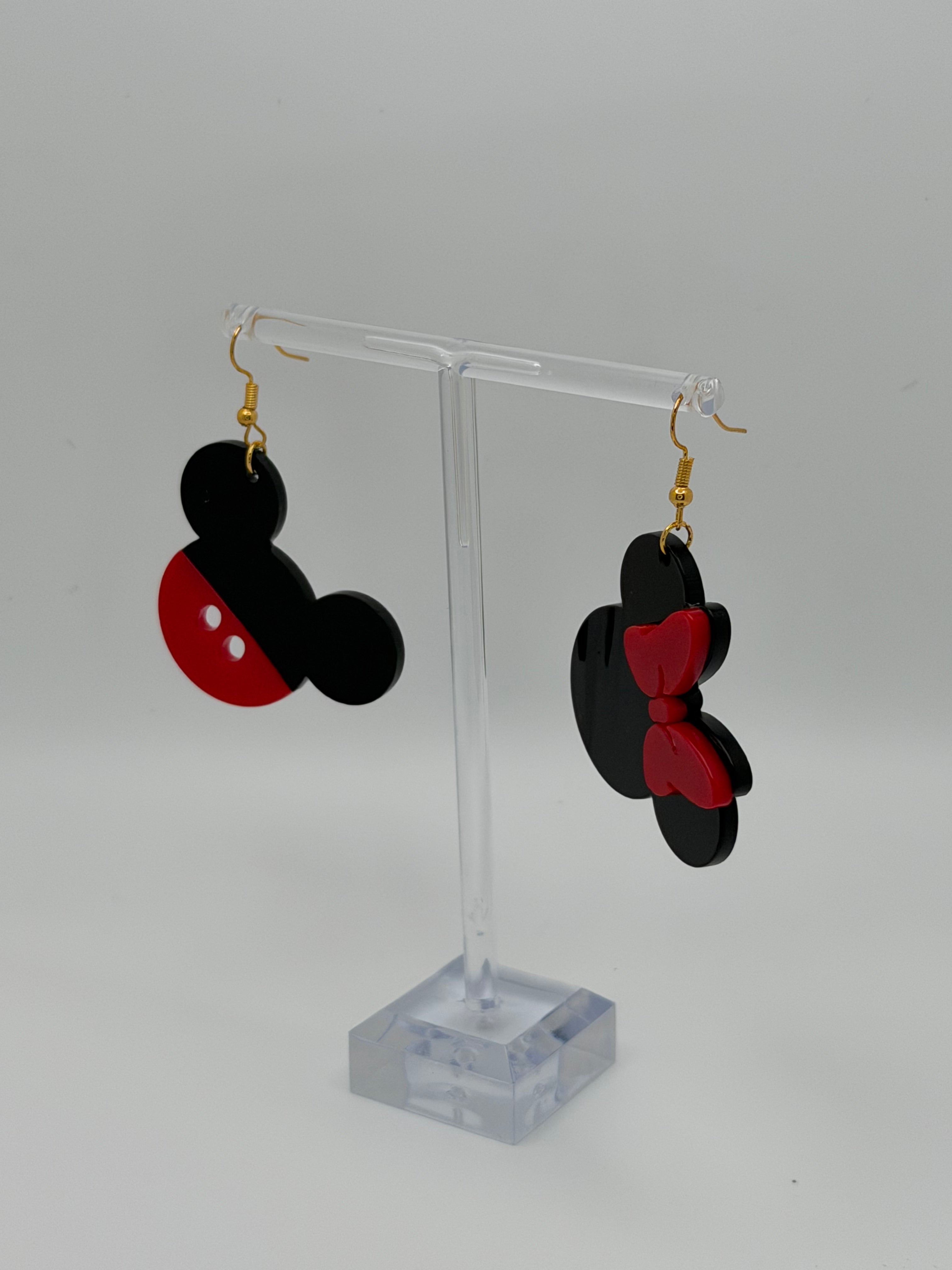 Duo Silhouette Statement Earrings — Black & Red Artisan Edition