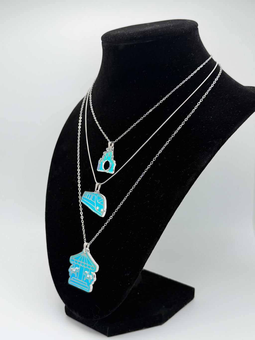Starlight Theme Park Triple Pendant Necklace — Silver Edition