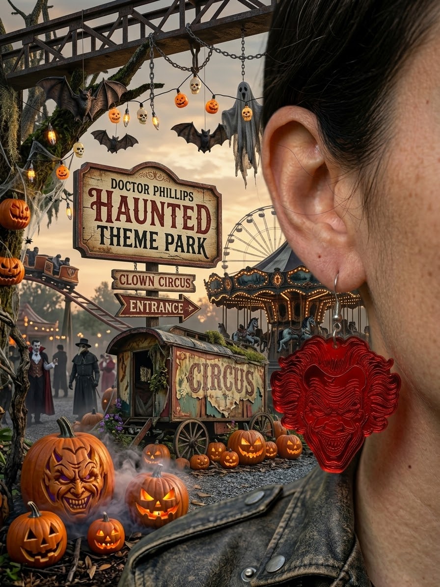 Wicked Evil Clown Dangle Earrings — Halloween Edition