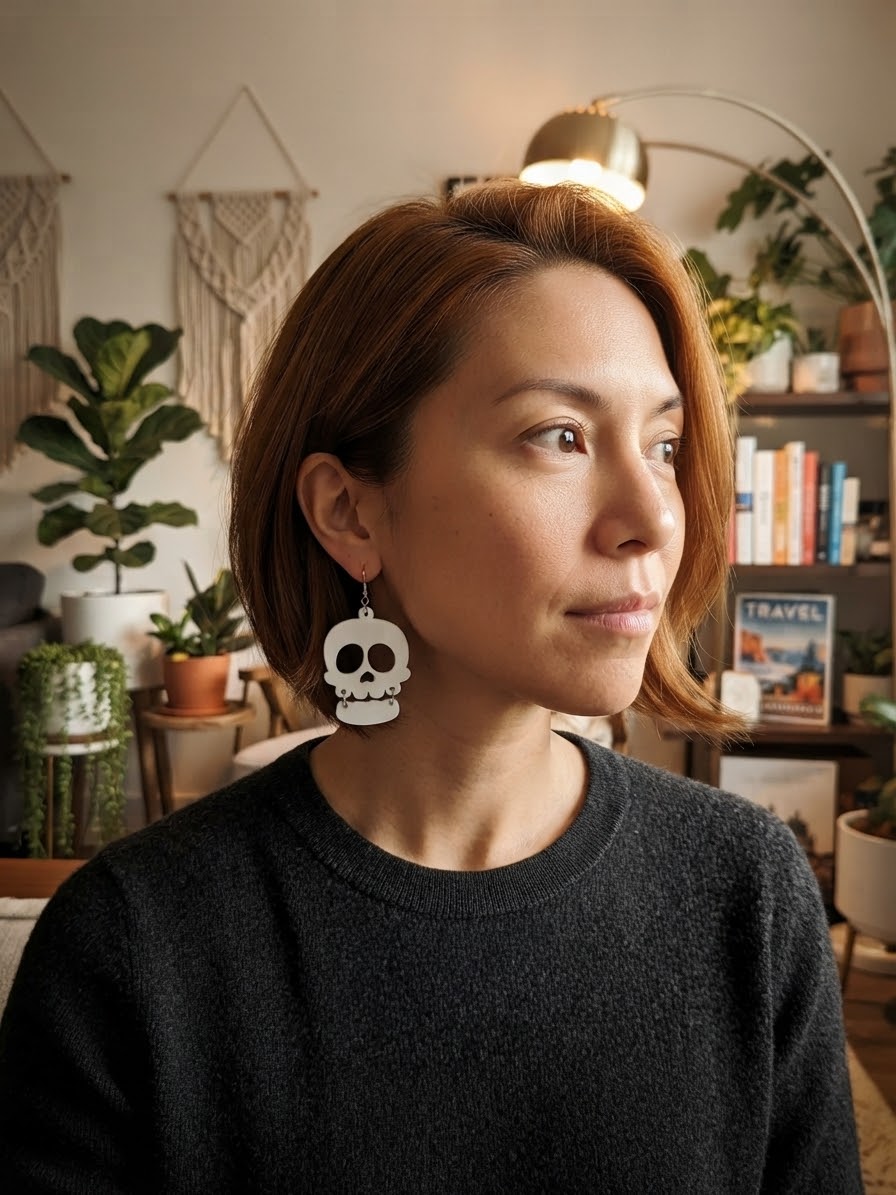 Spooky Skull Head Articulated Dangle Earrings — Halloween Edition