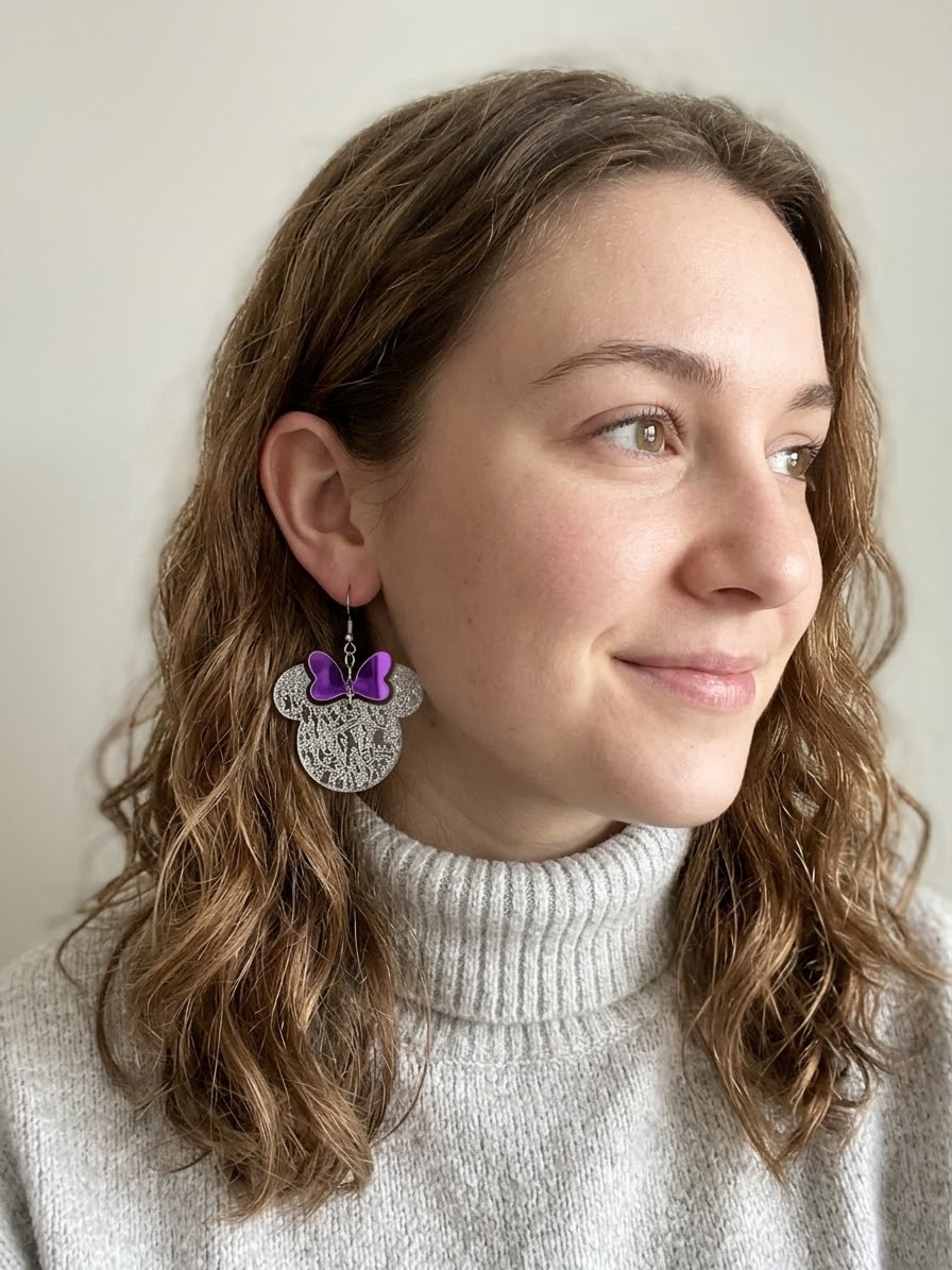 Magic Silhouette Silver Mirror Two-Piece Articulated Dangle Earrings