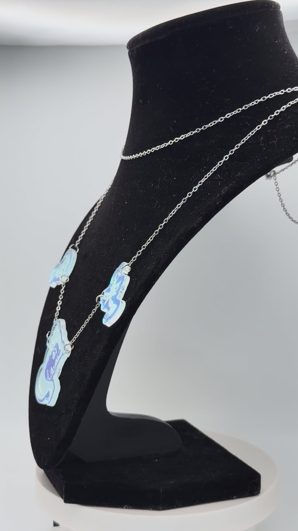 Exclusive Iridescent Crystal Princess Double Chain Pendant Necklace