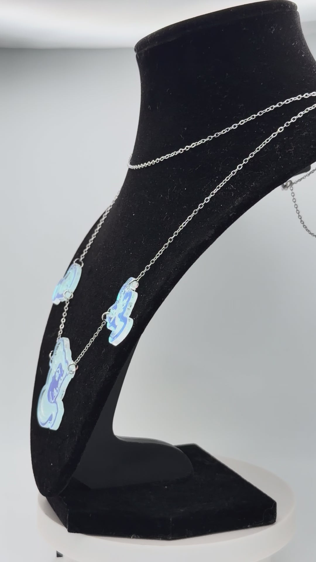 Exclusive Iridescent Crystal Princess Double Chain Pendant Necklace