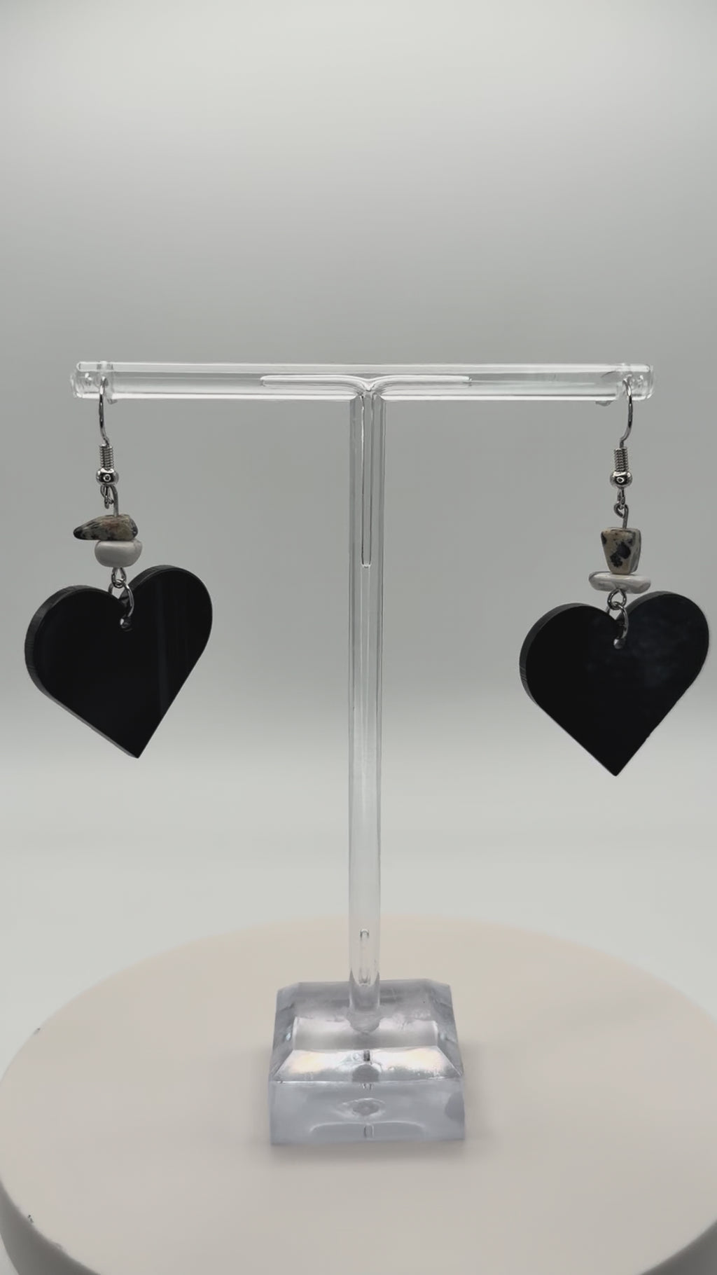 Stone Heart Articulated Dangle Earrings