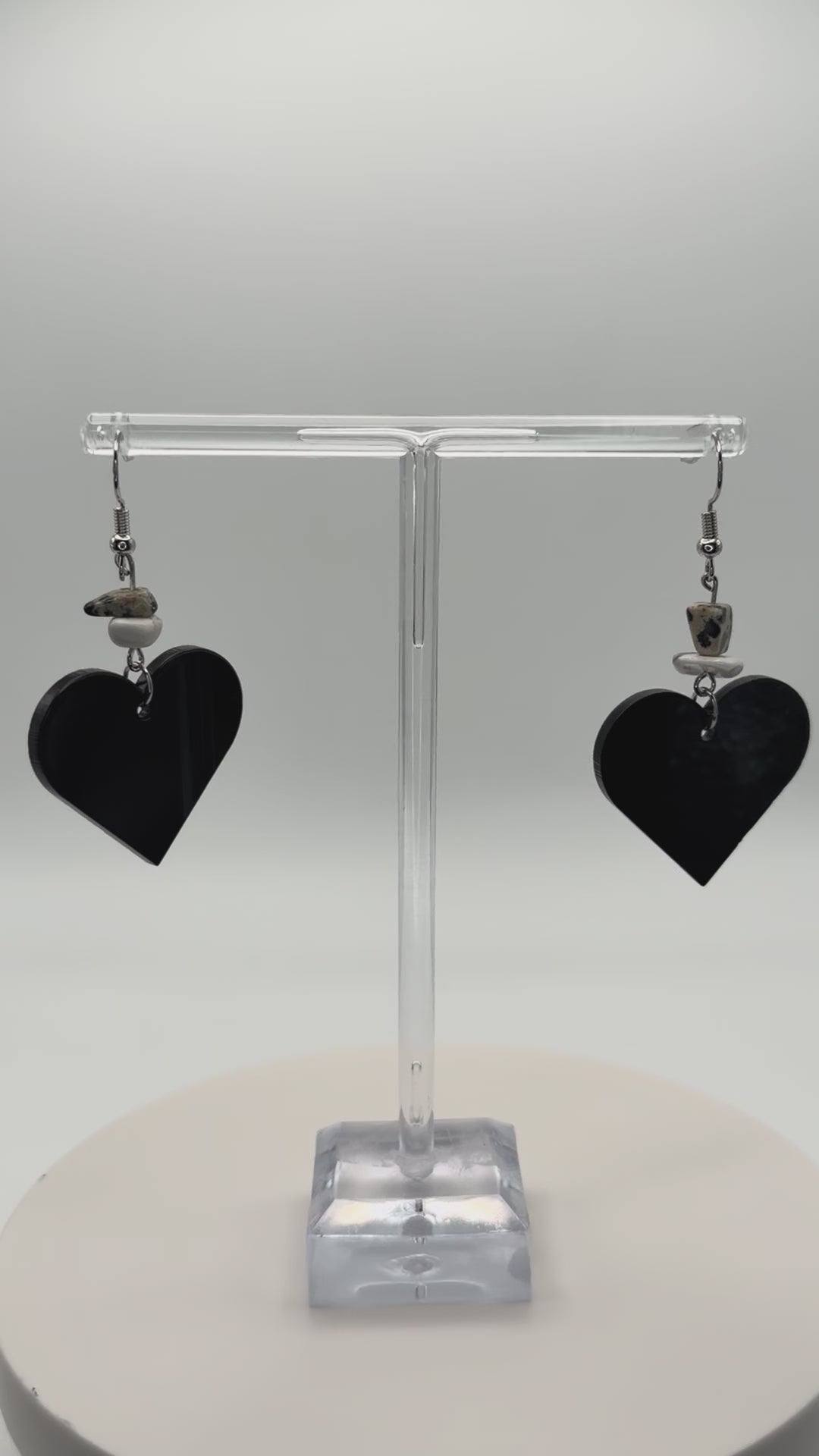 Stone Heart Articulated Dangle Earrings