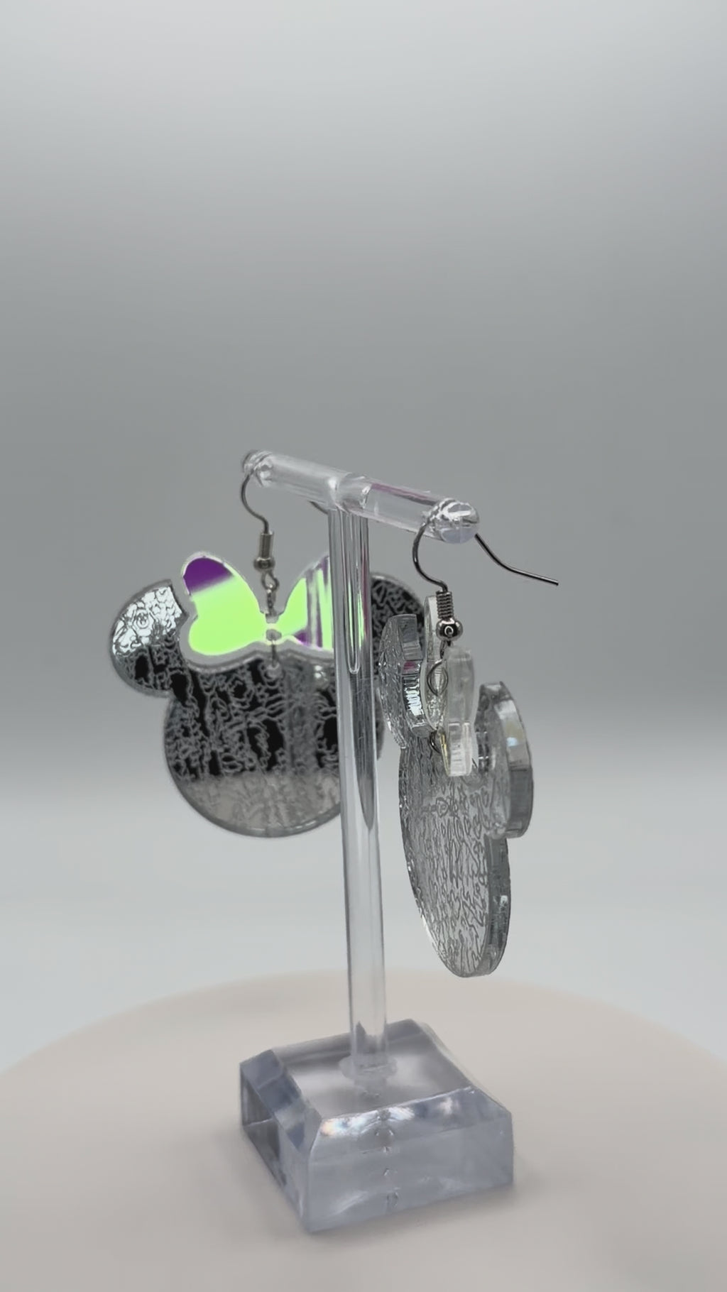 Magic Silhouette Silver Mirror Two-Piece Articulated Dangle Earrings