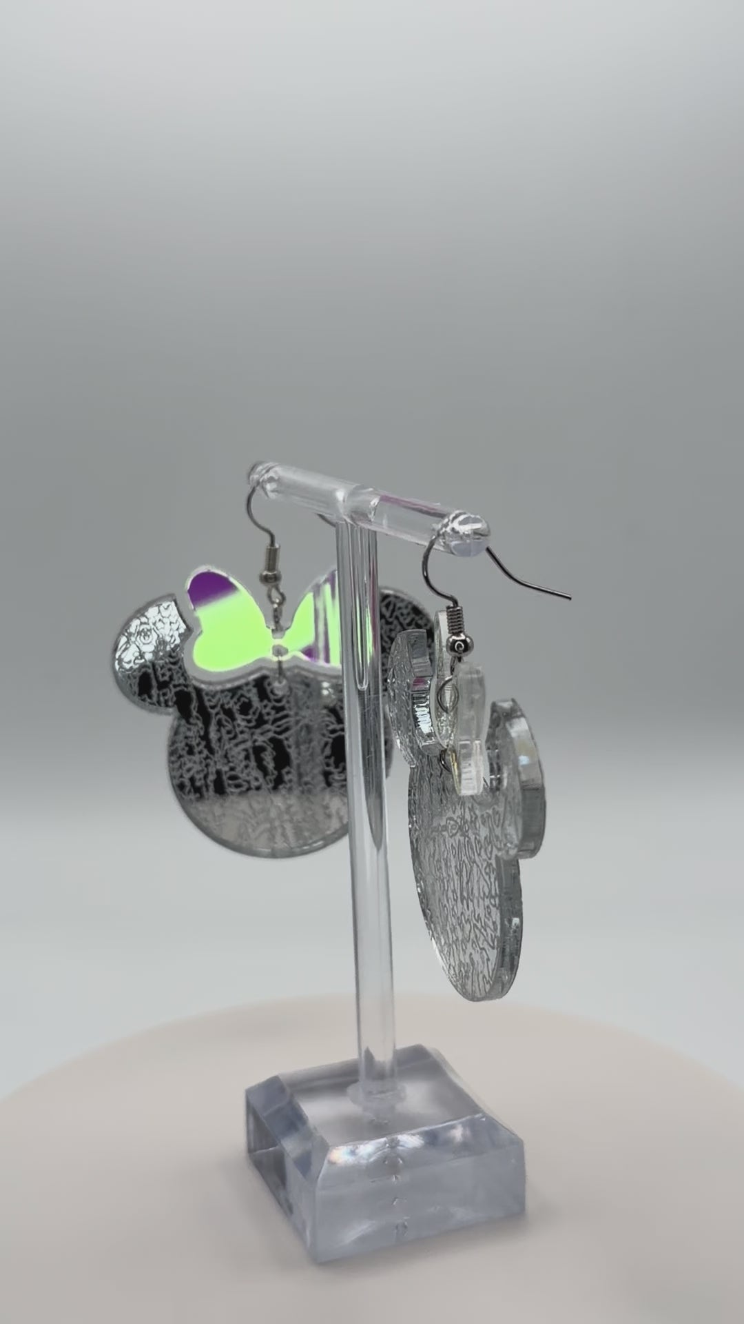 Magic Silhouette Silver Mirror Two-Piece Articulated Dangle Earrings