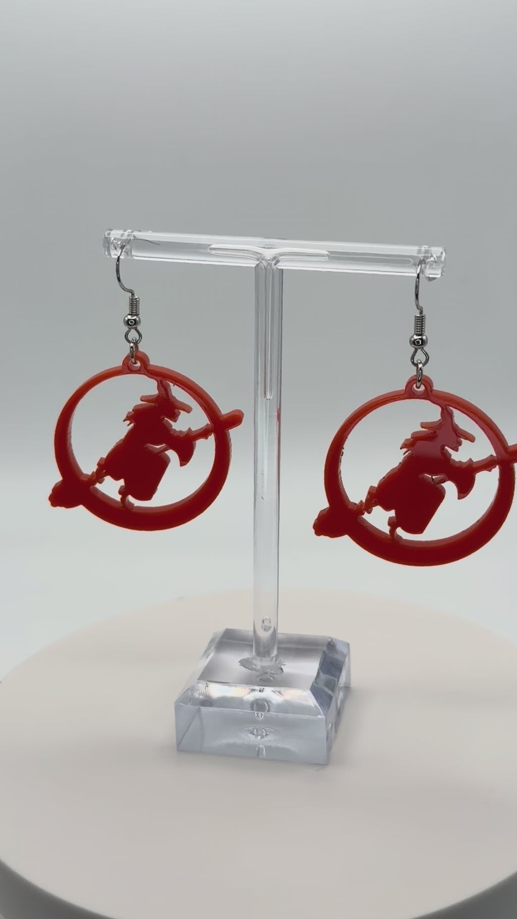 Flying Witch on Broomstick Silhouette Stud Earrings — Halloween Edition