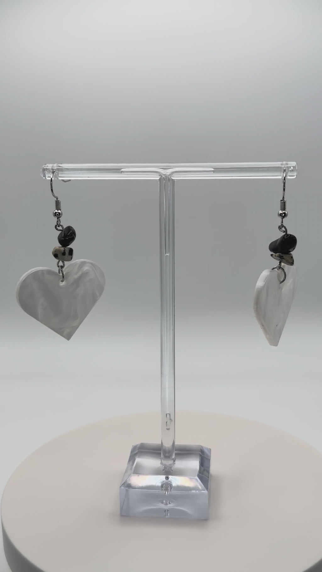 Stone Heart Articulated Dangle Earrings